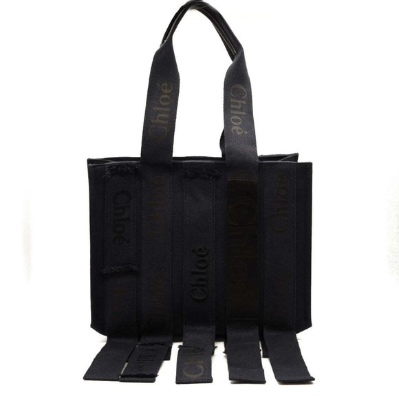 NEW $1430 Chloe Woody Logo Embroidered Webbing Tote Bag - Picture 1 of 15